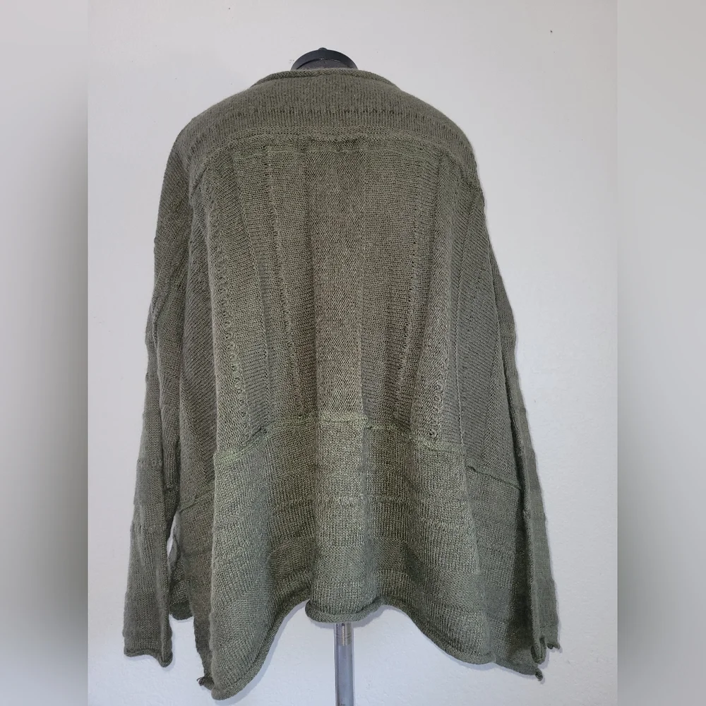 Olive Green EASEL Oversized Boho Hippy Sweater Size X-Large - Picture 4 of 6